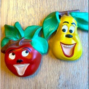 Vintage Ceramic Happy Fruit - Farmhouse Decor - Cheerful Retro Kitchen Decor